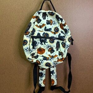 Halloween Backpack | Black Cats Bats Pumpkins Skulls Print